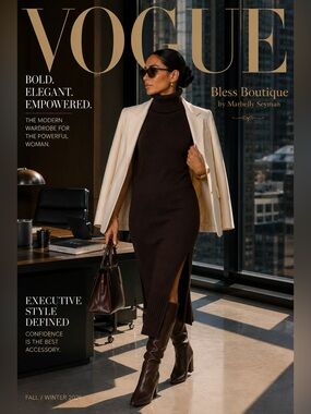WAYF Chocolate Sleeveless Turtleneck Knit Midi Dress | Side Slits | Quiet Luxury